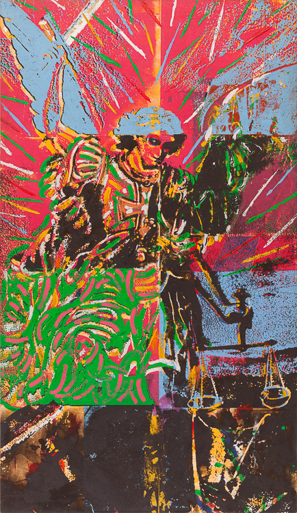 ANJO São Paulo 1984 170 x 75 cm tinta acrílica sobre lycra colada em madeira compensada coleção Laura Falzoni e Manoel Alves Lima