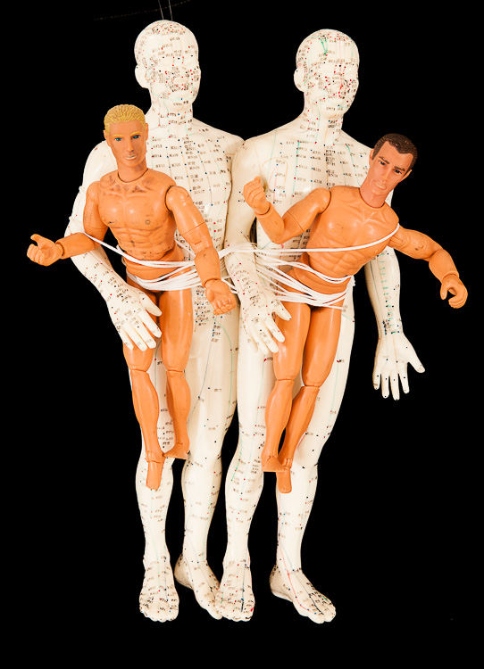 SEM TÍTULO Berlim 2011 48 x 33 x 10 cm assemblage de modelos de acupuntura + bonecos Falcon coleção AF